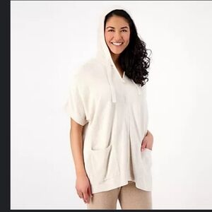 Barefoot Dreams Cozy Chic Ultra Lite Zip Up Hoodie Cream Knit Est. Ptp 32" L/XL
